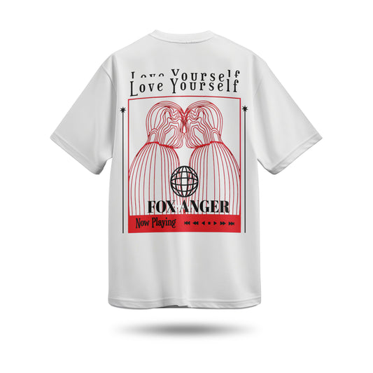 Love Yourself Fox Anger Baskılı Oversize Premium Tişört