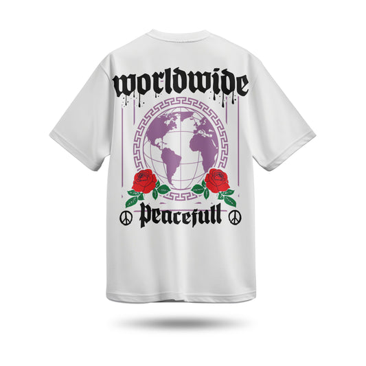 Worldwide Baskılı Oversize Premium Tişört