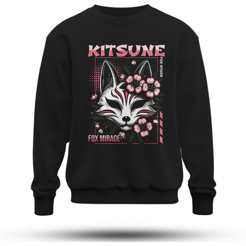 Kitsune Baskılı Oversize Premium Sweatshirt