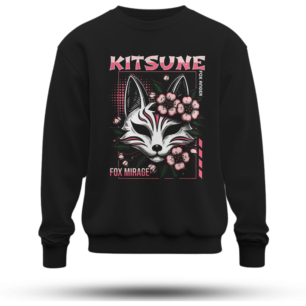 Kitsune Baskılı Oversize Premium Sweatshirt