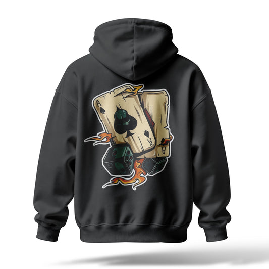 Alevli Zar Baskılı Oversize Premium Hoodie