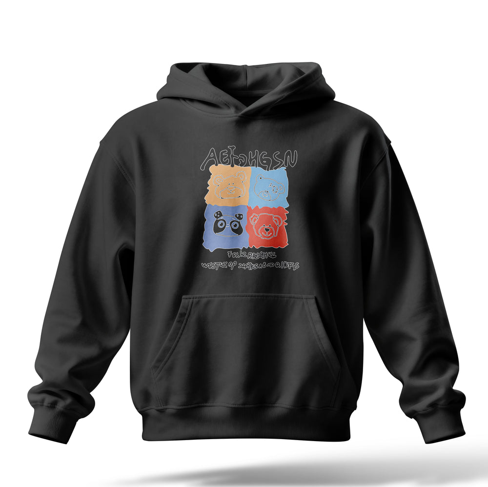 Ayıcıklar Baskılı Oversize Premium Hoodie