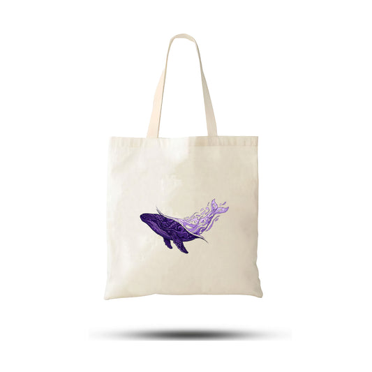 Balina Tasarımlı Kanvas Ham Bez Çanta