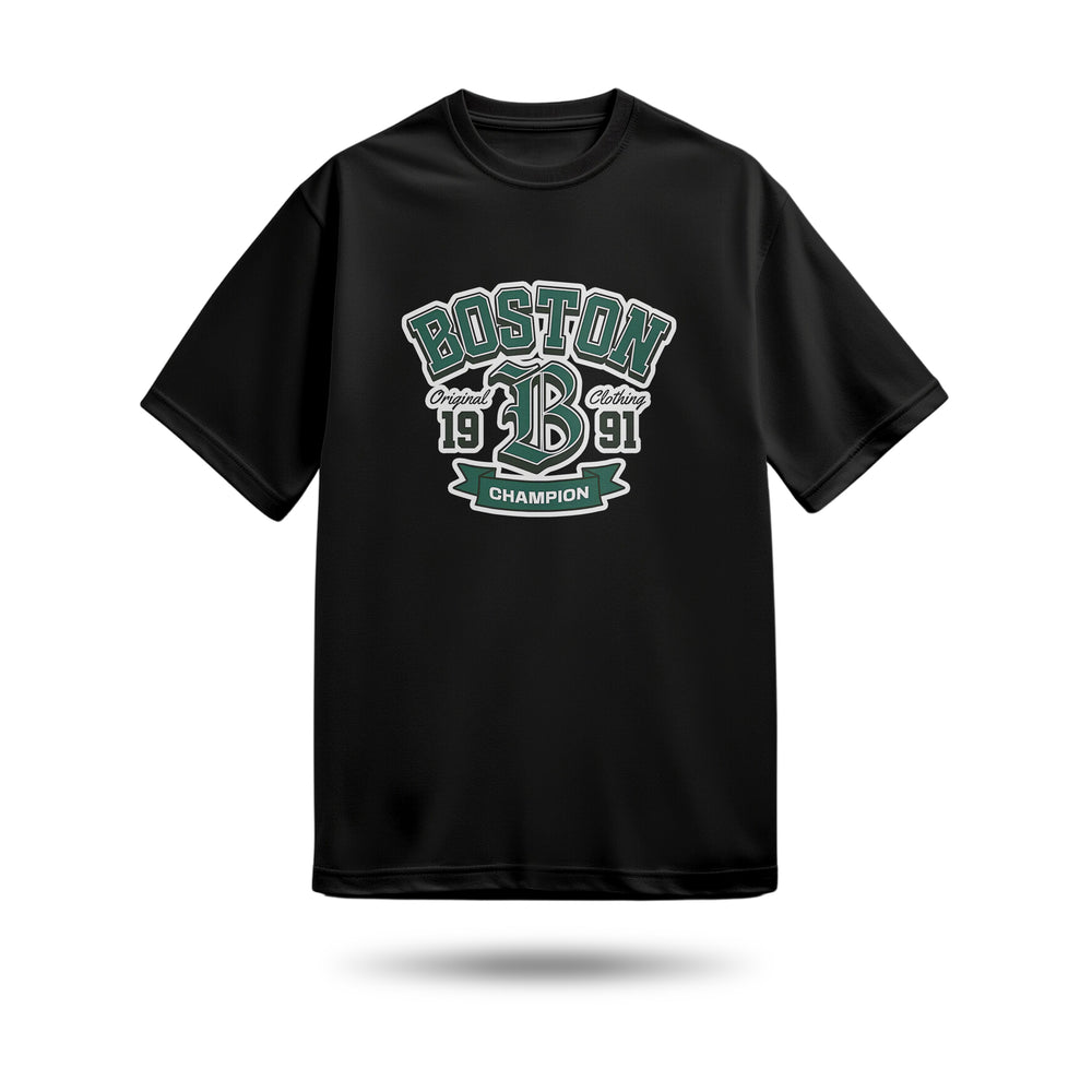 Boston Baskılı Oversize Premium Tişört