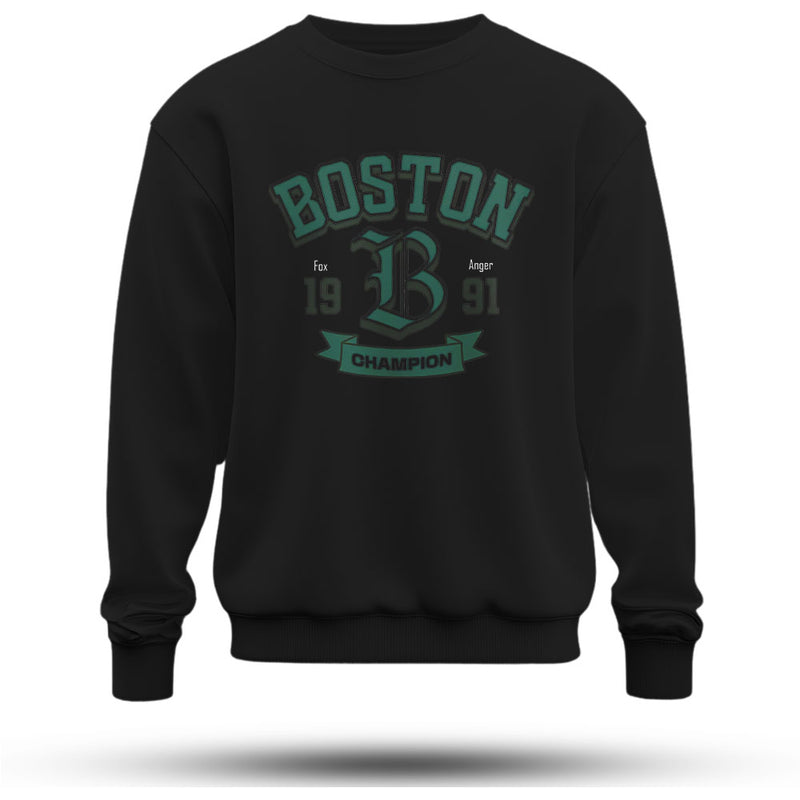 Boston Baskılı Oversize Premium Sweatshirt