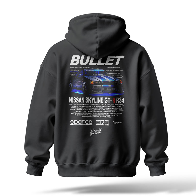 Bullet Baskılı Oversize Premium Hoodie