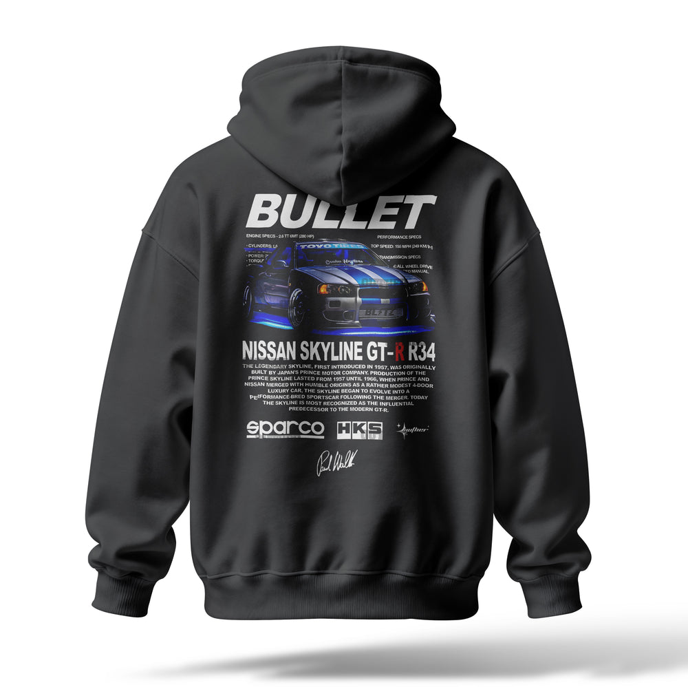 Bullet Baskılı Oversize Premium Hoodie