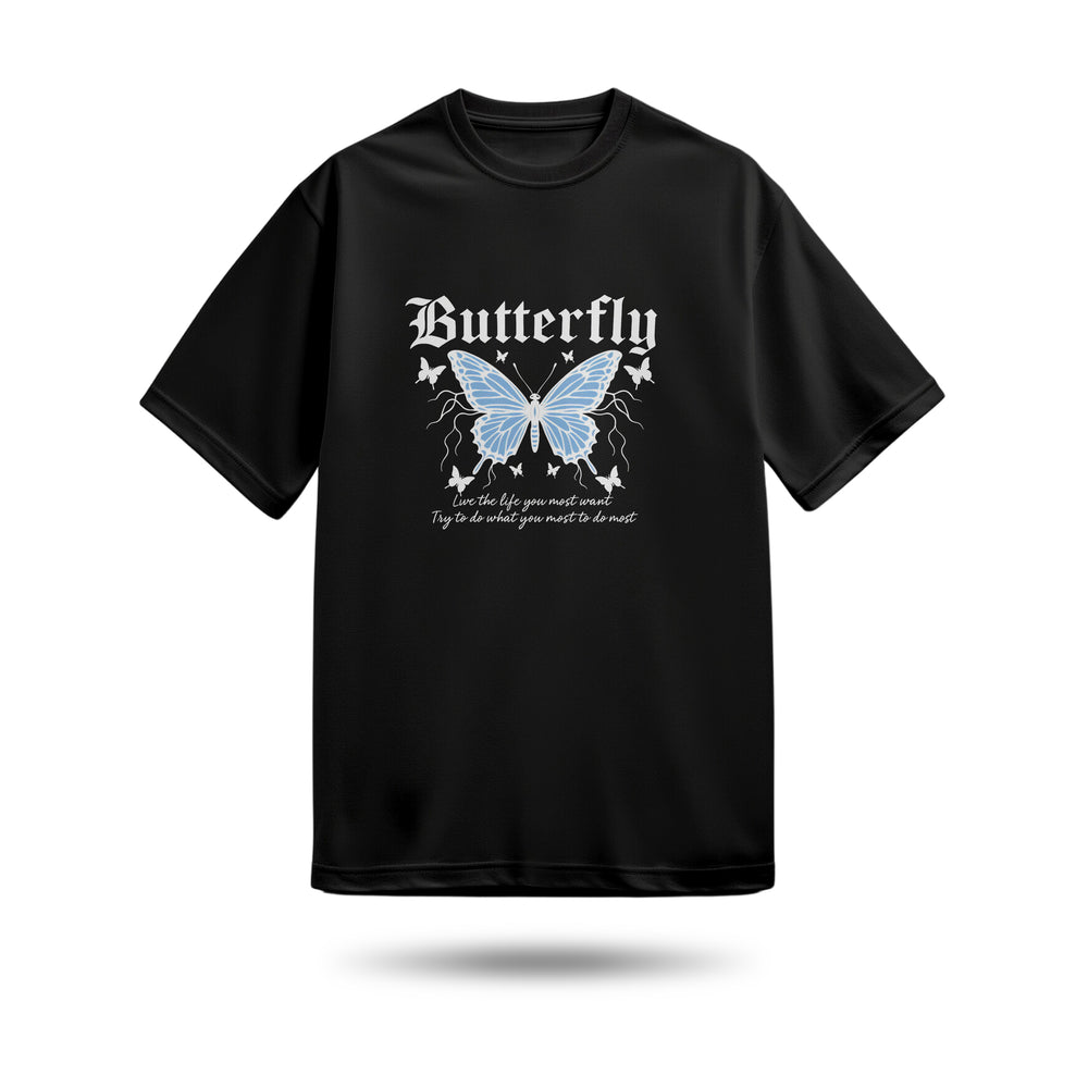 Butterfly Baskılı Oversize Premium Tişört