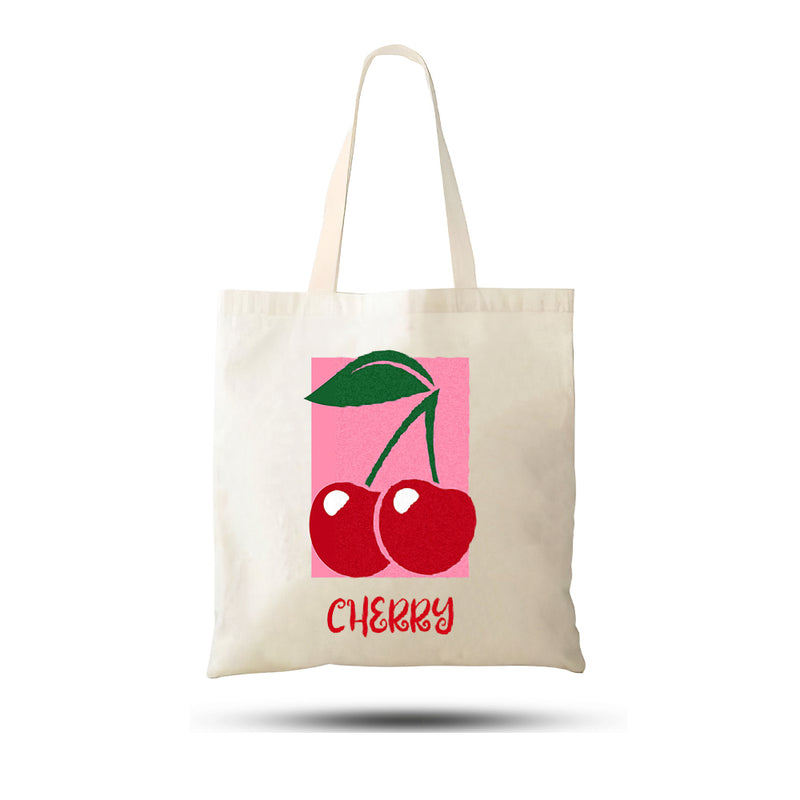 Cherry Tasarımlı Kanvas Ham Bez Çanta