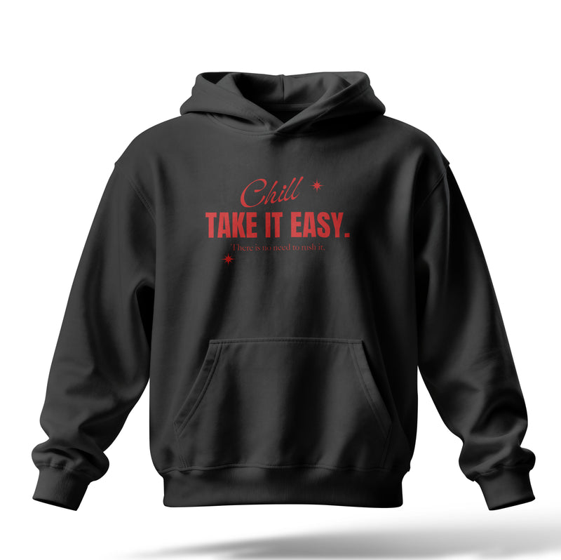 Chill Baskılı Oversize Premium Hoodie