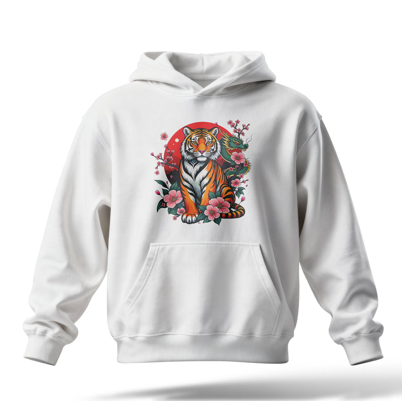 Çiçek Kaplan Baskılı Oversize Premium Hoodie