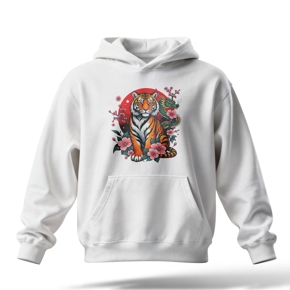 Çiçek Kaplan Baskılı Oversize Premium Hoodie