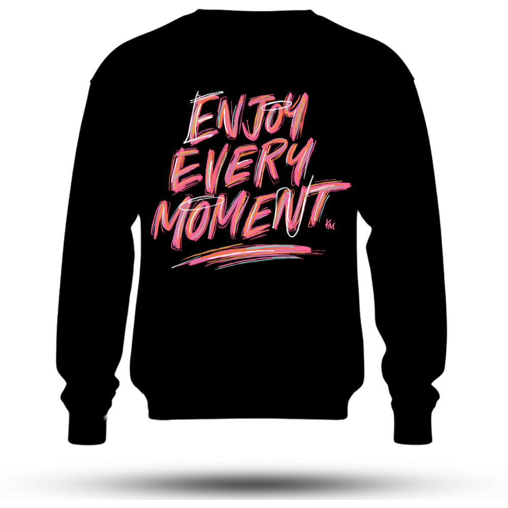Enjoy Every Moment Baskılı Oversize Premium Sweatshirt