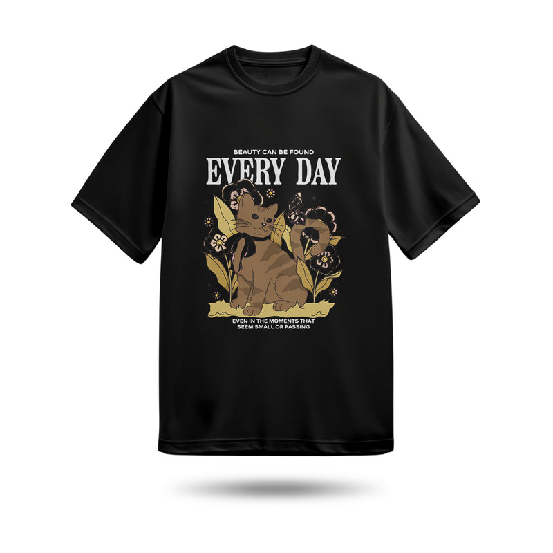 Every Day Baskılı Oversize Premium Tişört