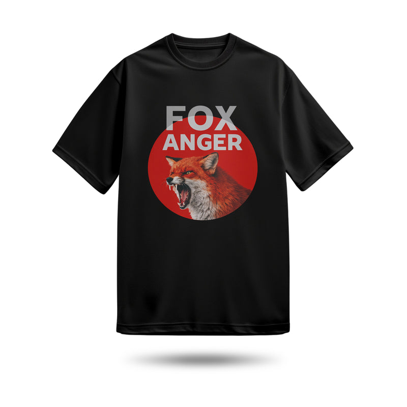 Fox Anger Yuvarlak Baskılı Oversize Premium Tişört