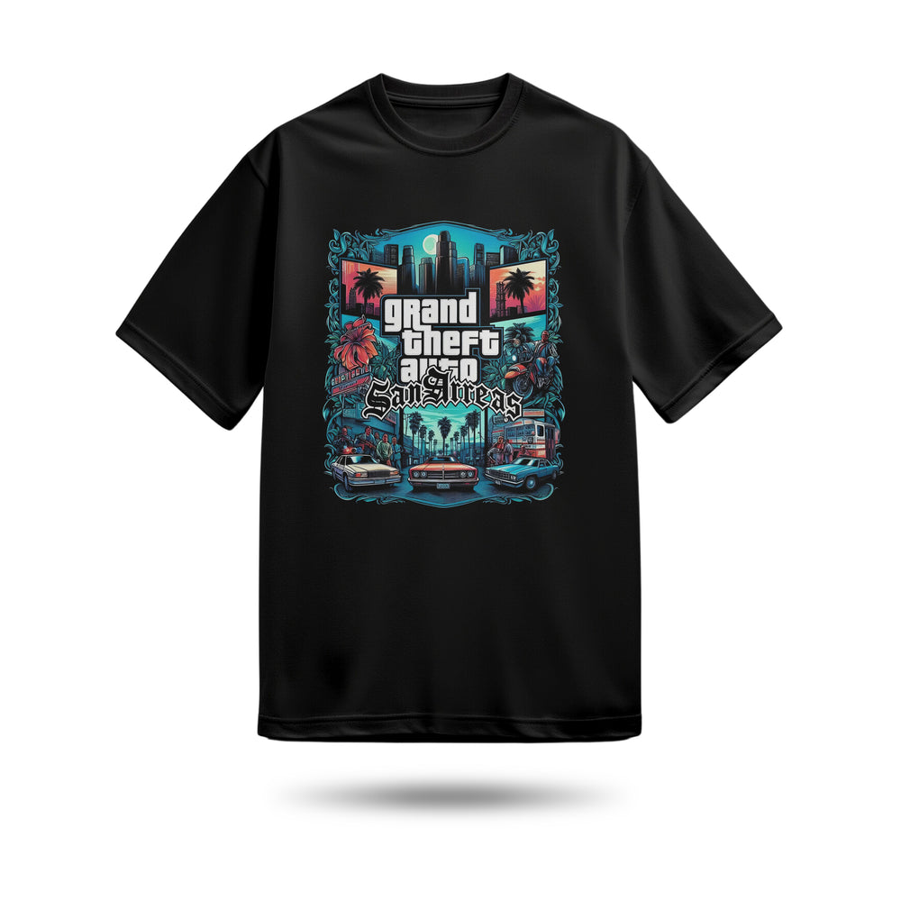 Grand Theft Baskılı Oversize Premium Tişört