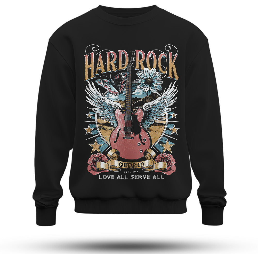 Hard Rock Baskılı Oversize Premium Sweatshirt