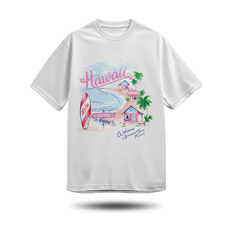 Hawai Baskılı Oversize Premium Tişört