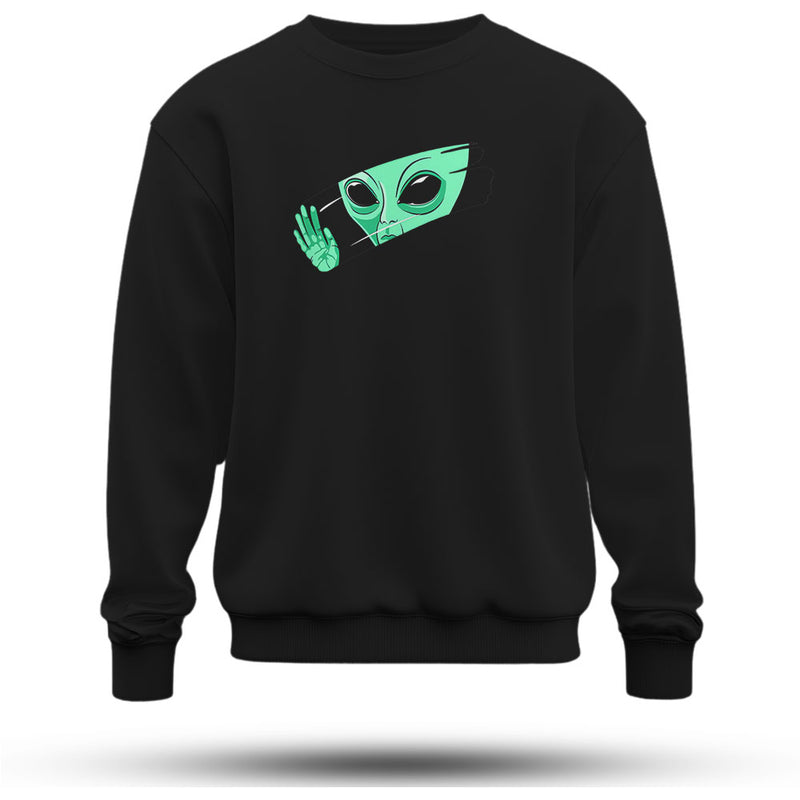 Hi Uzaylı Baskılı Oversize Premium Sweatshirt