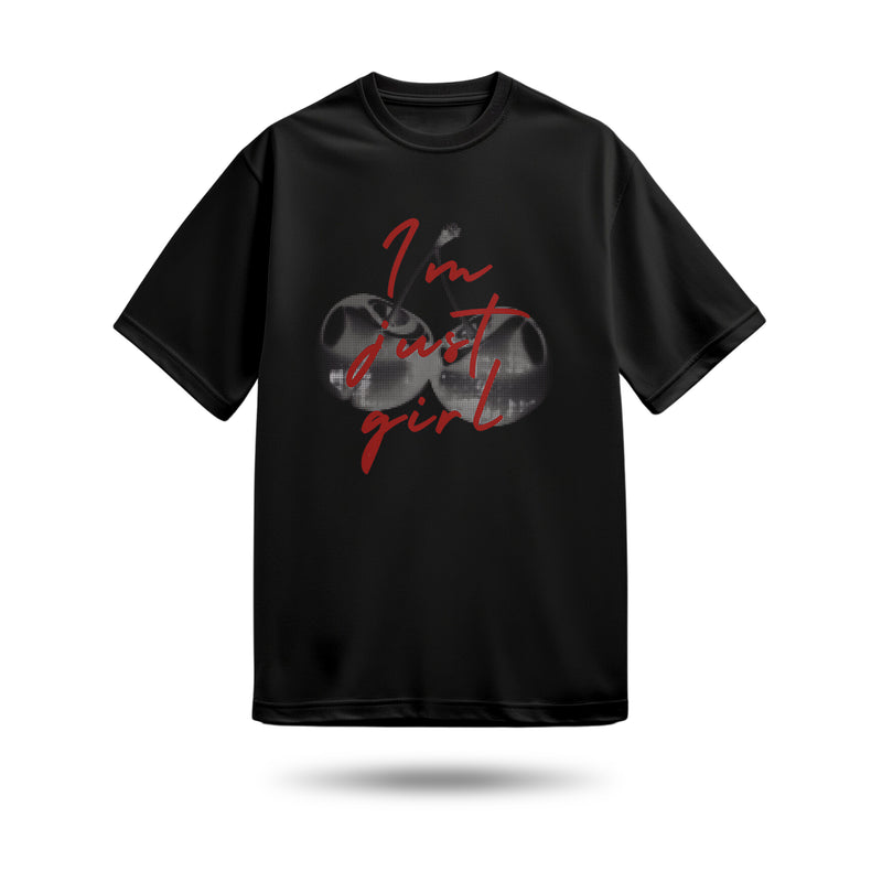 Im Just Girl Baskılı Oversize Premium Tişört