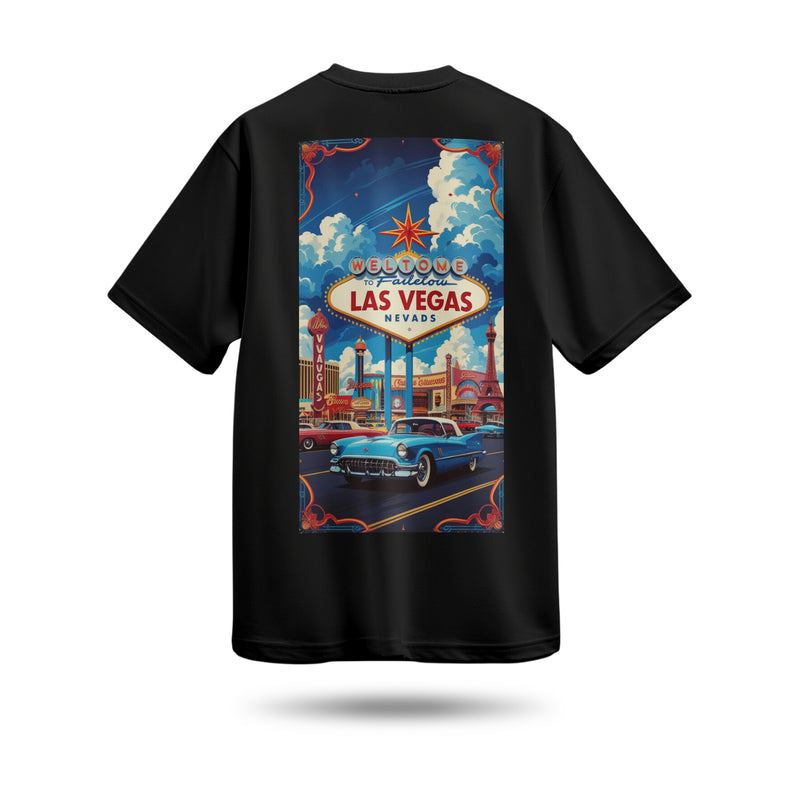 Las Vegas Baskılı Oversize Premium Tişört