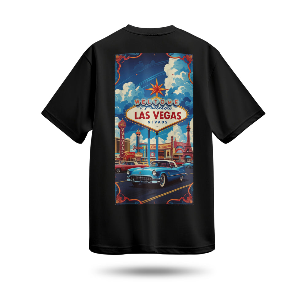 Las Vegas Baskılı Oversize Premium Tişört
