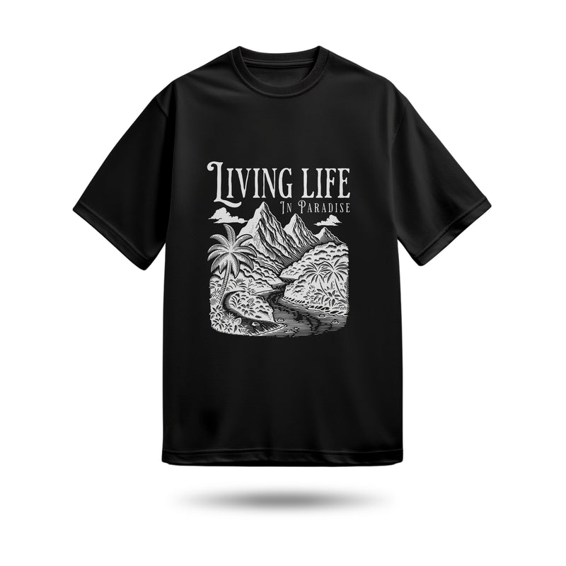 Lıvıng Lıfe Baskılı Oversize Premium Tişört