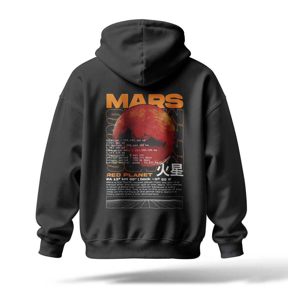 Mars Baskılı Oversize Premium Hoodie