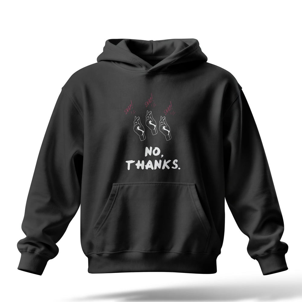 No Thanks Baskılı Oversize Premium Hoodie