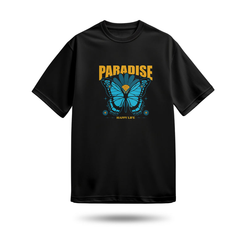 Paradise Happy Life  Baskılı Oversize Premium Tişört