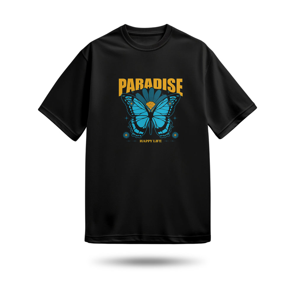 Paradise Happy Life  Baskılı Oversize Premium Tişört