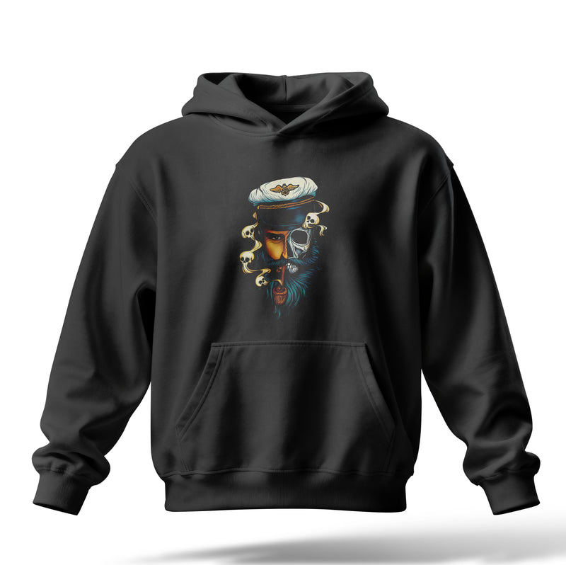 Pipo İçen Denizci Kaptan Baskılı Oversize Premium Hoodie