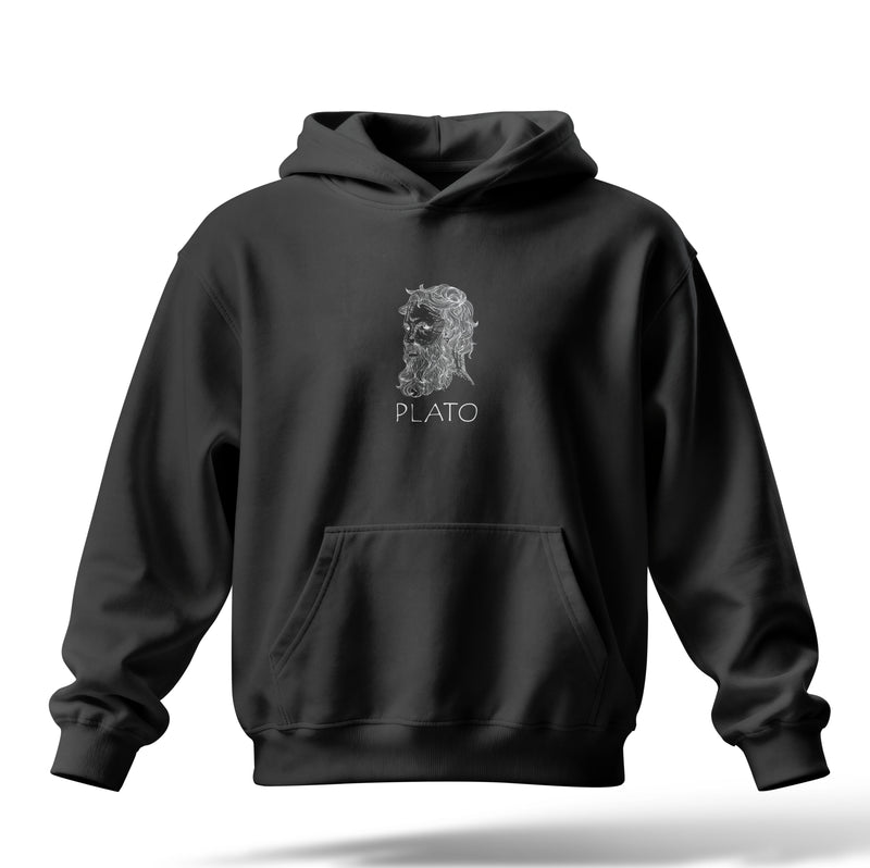 Plato Baskılı Oversize Premium Hoodie