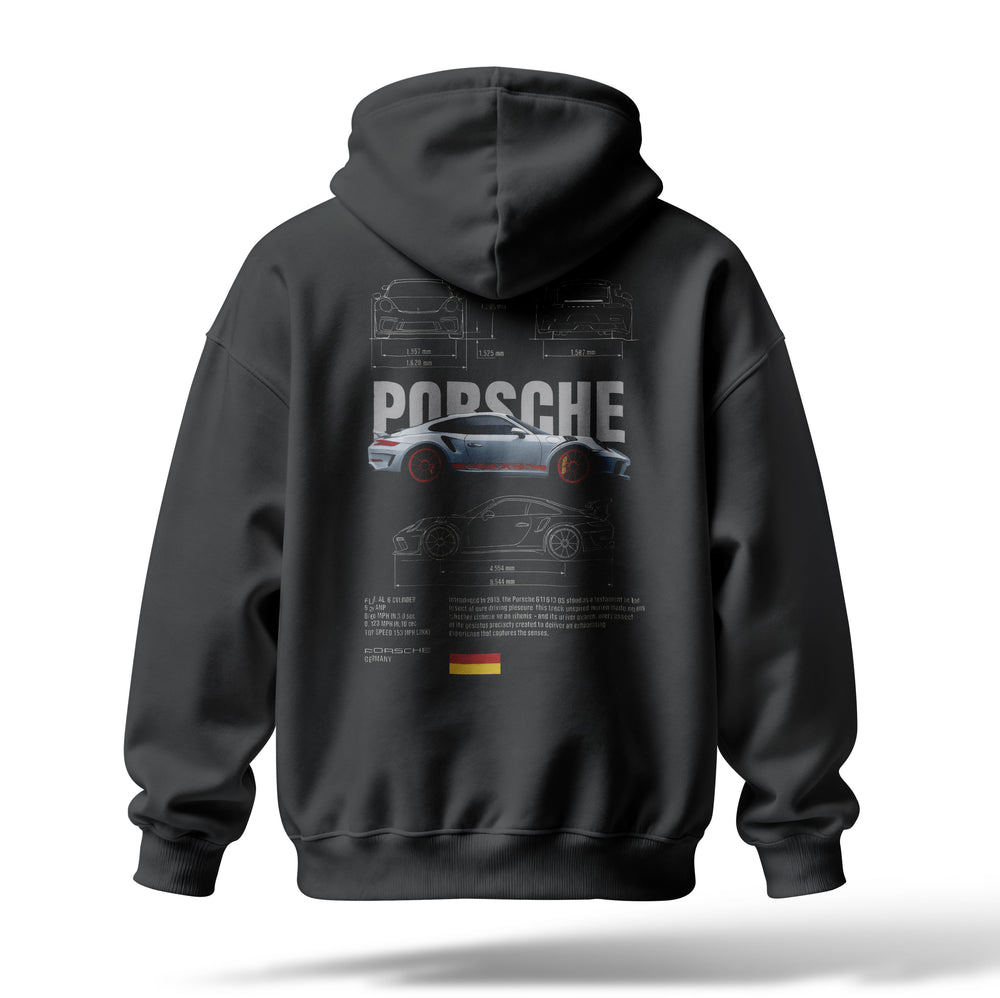 Porsche Baskılı Oversize Premium Hoodie