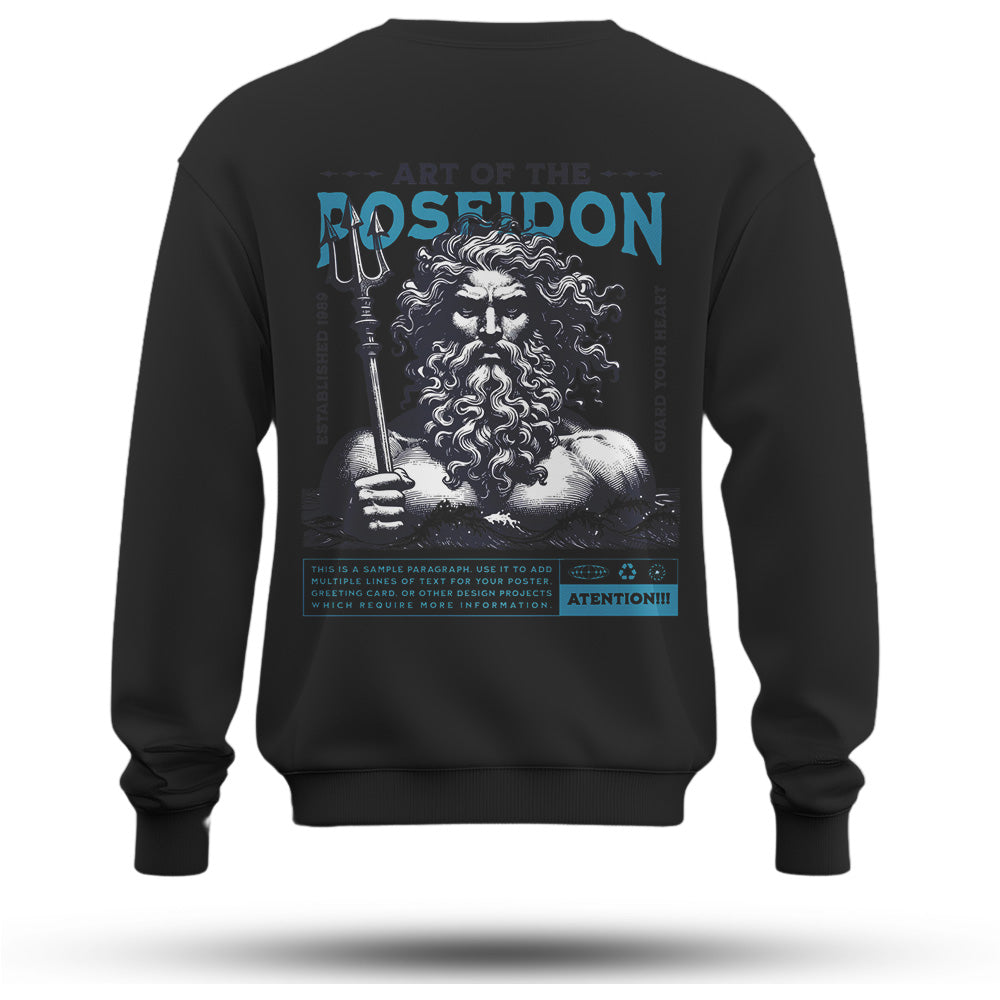 Poseidon Baskılı Oversize Premium Sweatshirt
