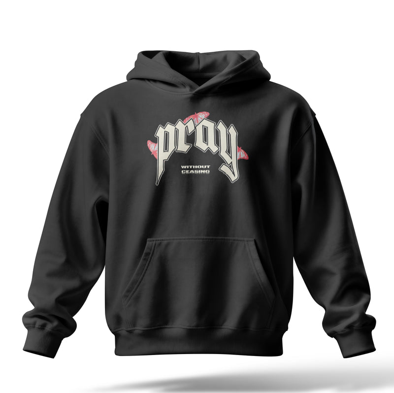 Pray Baskılı Oversize Premium Hoodie