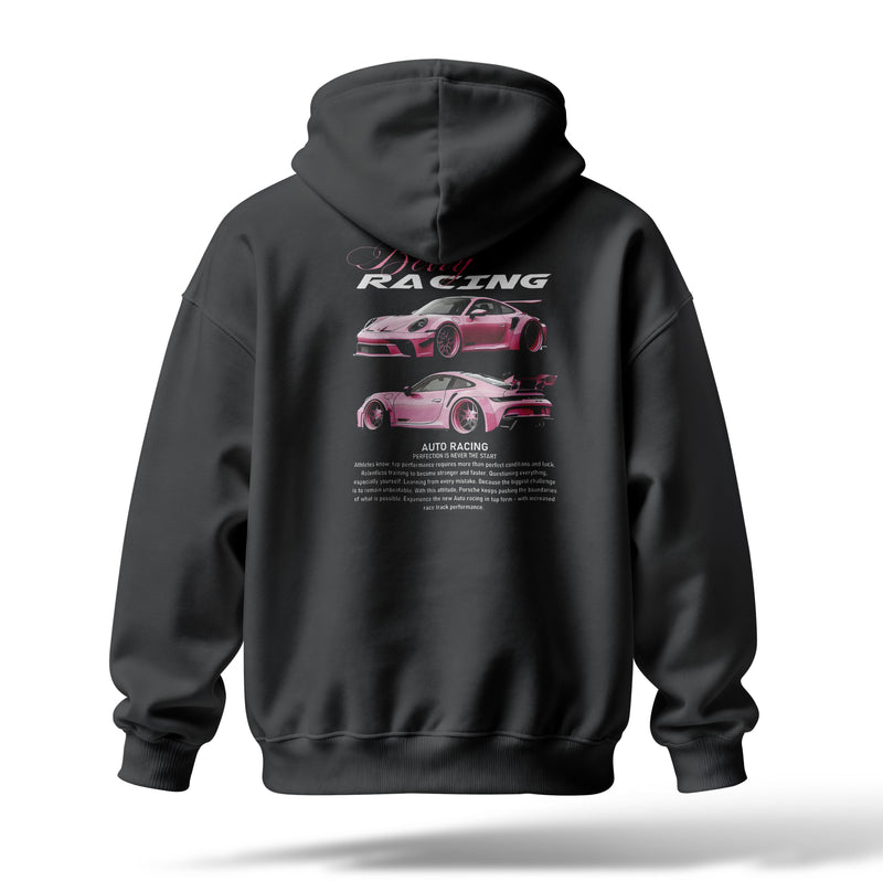 Racing Baskılı Oversize Premium Hoodie