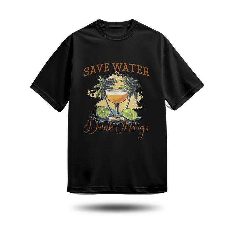 Save Water Beach Baskılı Oversize Premium Tişört