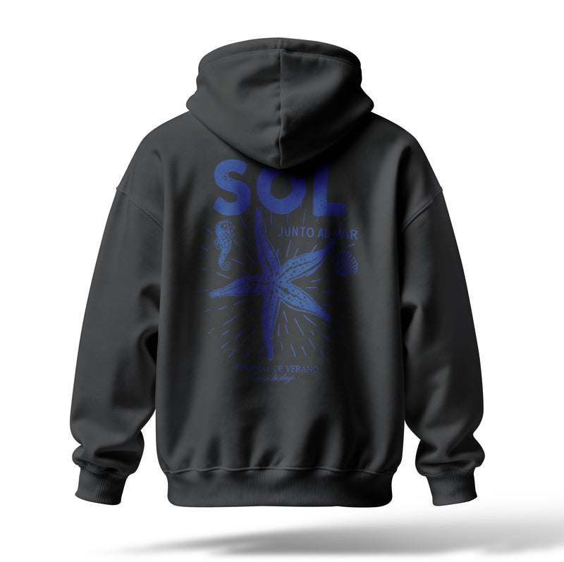 Sol Junto Al Mar Baskılı Oversize Premium Hoodie