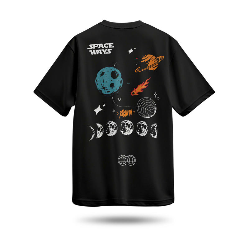 Space Ways Baskılı Oversize Premium Tişört
