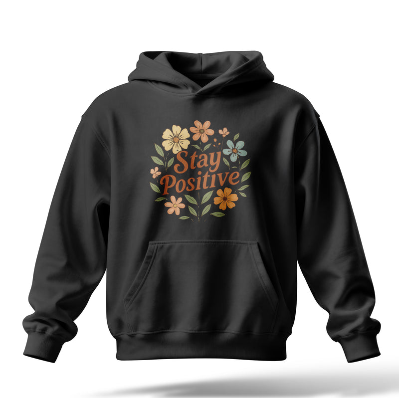 Stay Positive Baskılı Oversize Premium Hoodie