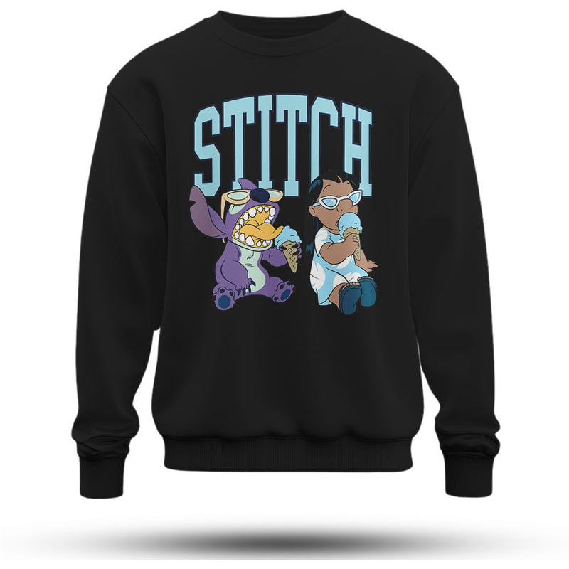 Stitch Baskılı Oversize Premium Sweatshirt