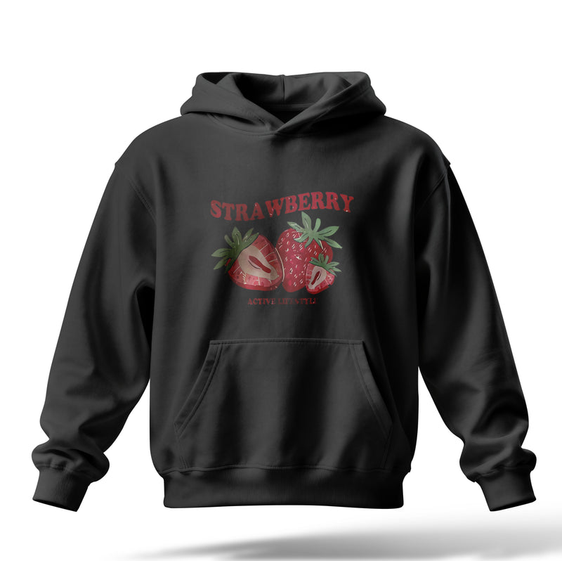 Strawberry Baskılı Oversize Premium Hoodie