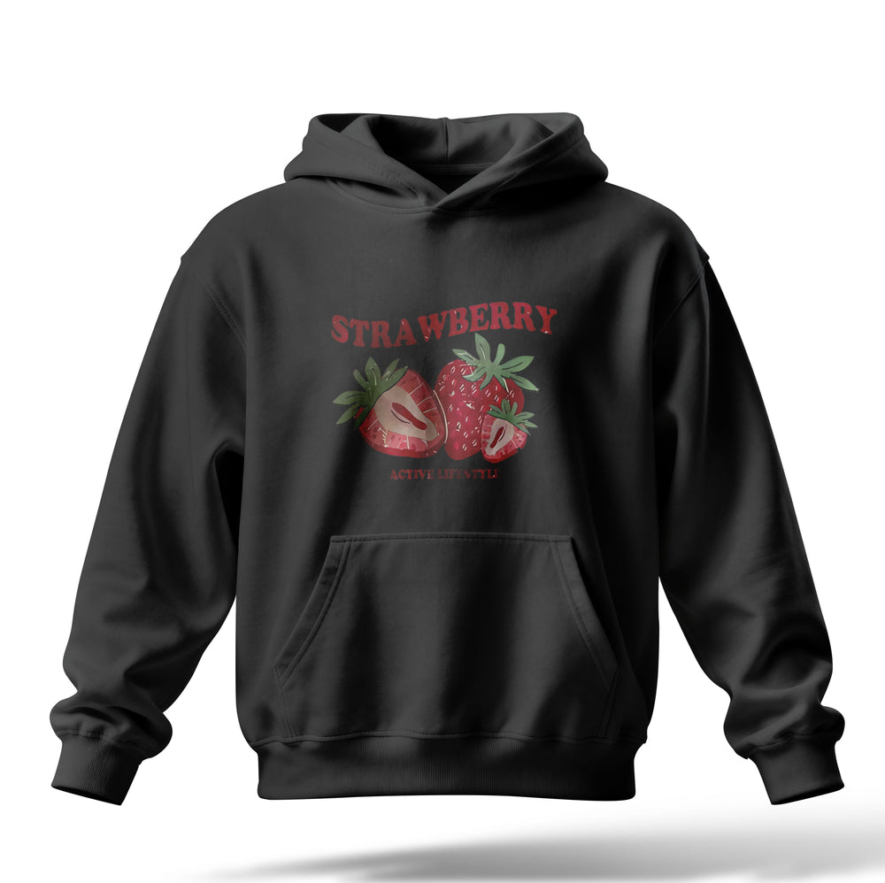 Strawberry Baskılı Oversize Premium Hoodie