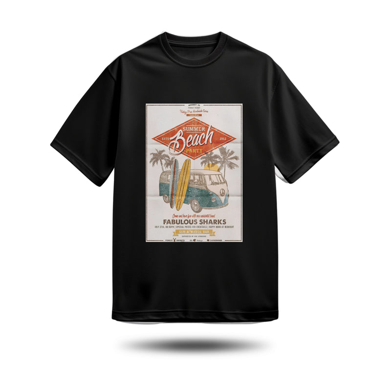 Summer Beach Baskılı Oversize Premium Tişört