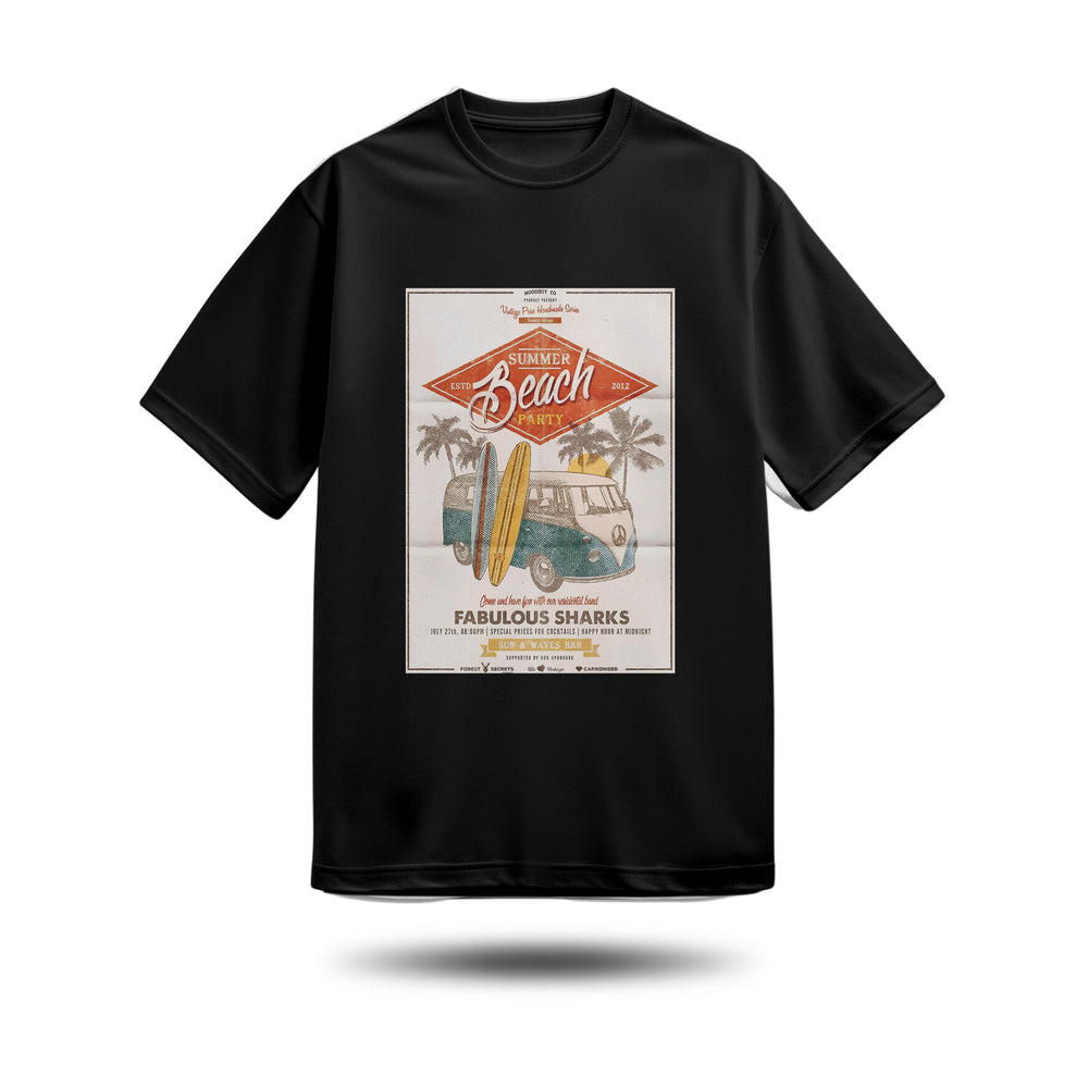 Summer Beach Baskılı Oversize Premium Tişört