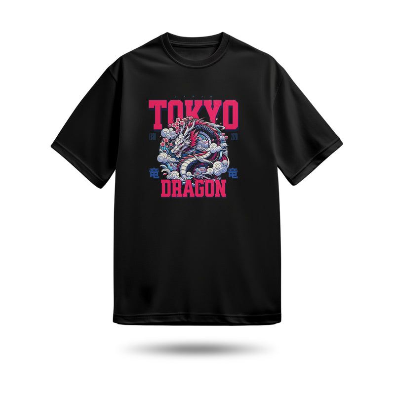 Tokyo Dragon Baskılı Oversize Premium Tişört