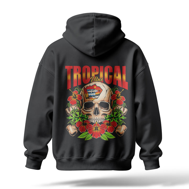 Tropical Baskılı Oversize Premium Hoodie