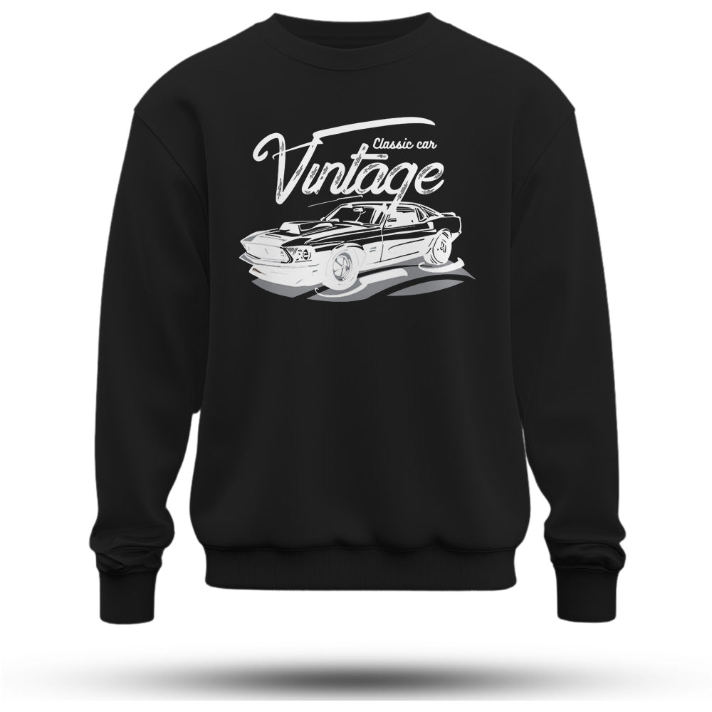 Vintage Araba Baskılı Oversize Premium Sweatshirt