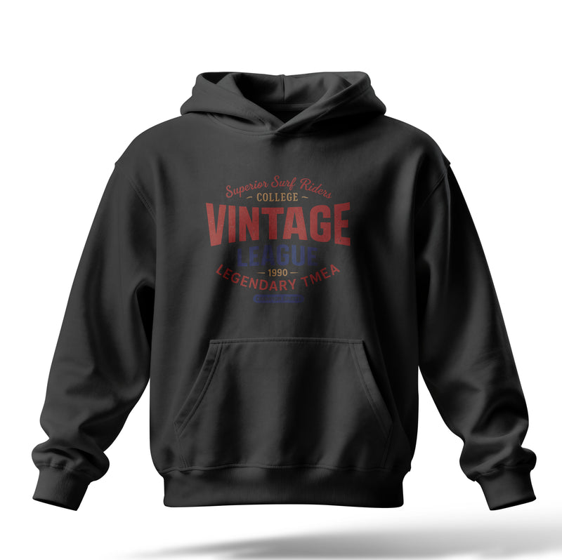 Vintage League Baskılı Oversize Premium Hoodie